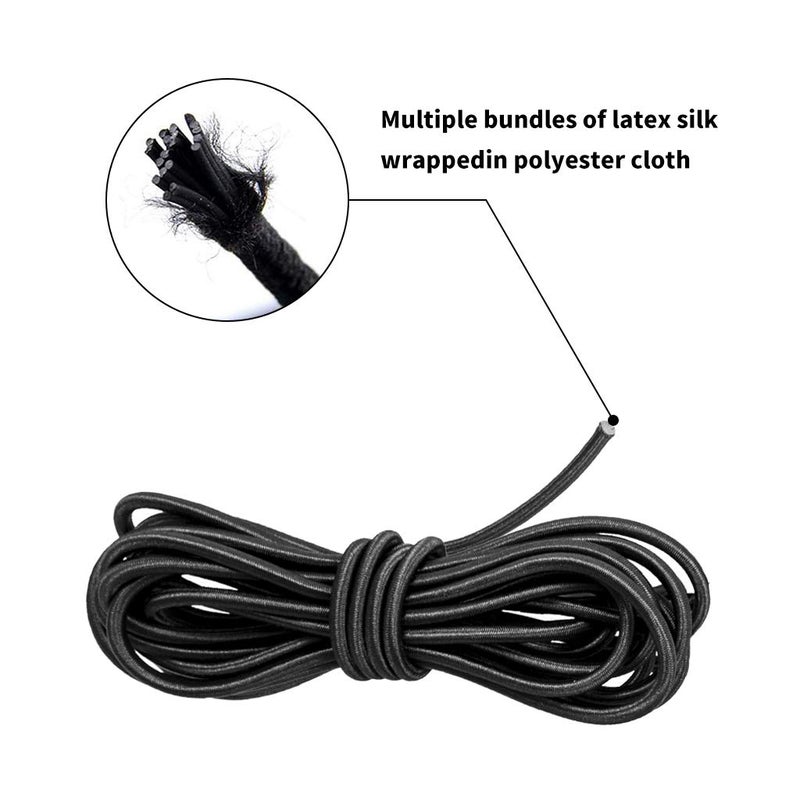 Seafard 10mx4mm Marine Grade Bungee Shock Cords Elastic Tie Down Straps Cable Kayak Stretch String Rope for Marine Kayak, Trailer Strap, Shoe Laces, Hammocks, DIY Crafting (Black) - Image 4